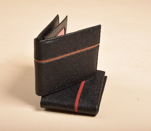 Billetera casual Negro - con aplique Camel