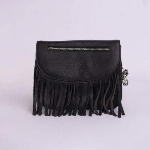 Cartera de cuero genuino - Negro con fleques