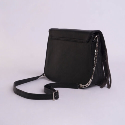Cartera de cuero genuino - Negro con fleques