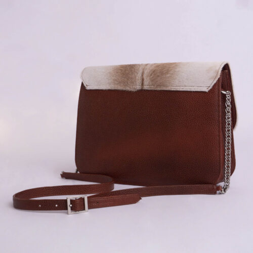 Cartera de cuero y fino pelo vacuno - Caramelo
